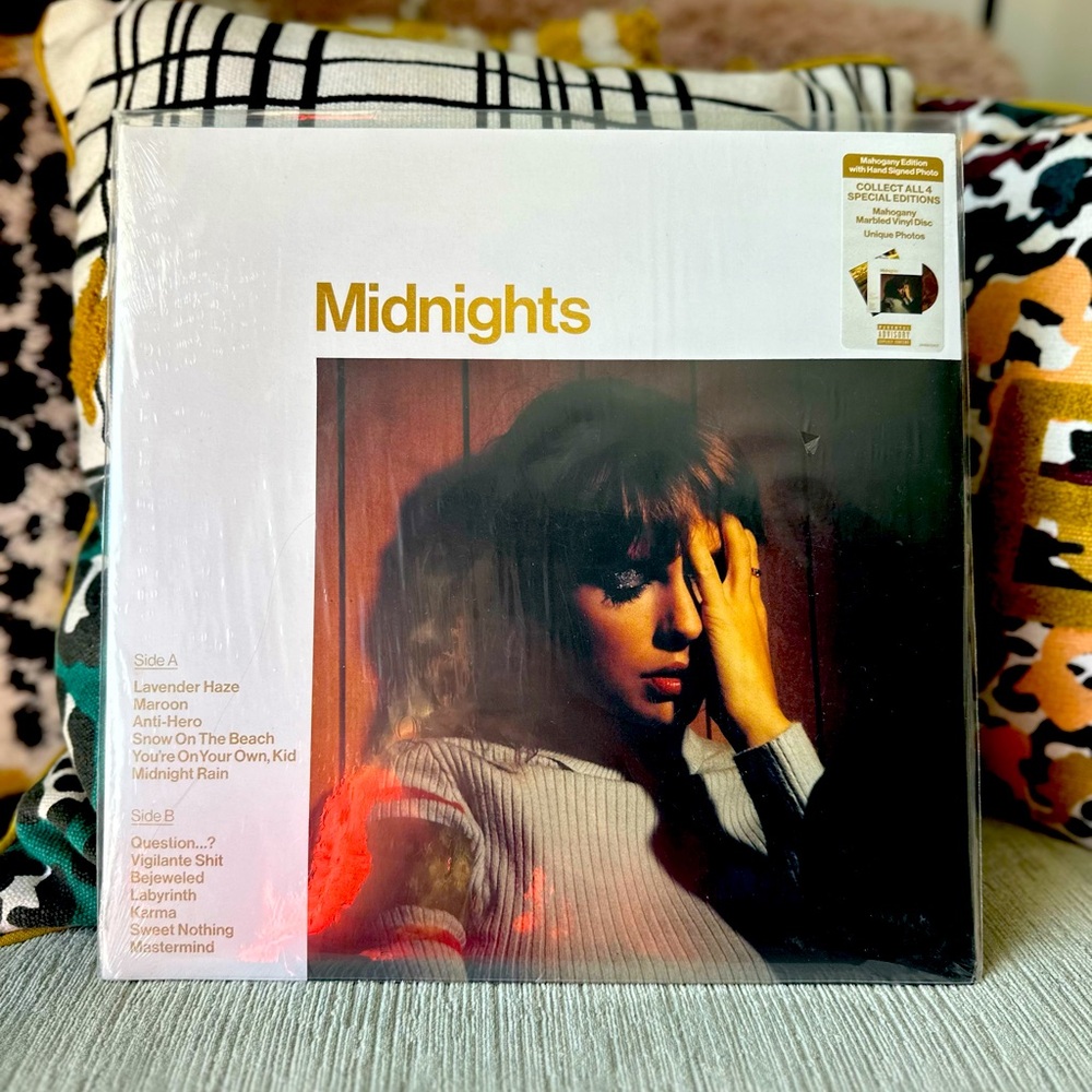 Signed Taylor Swift midnights vinyl mahogany